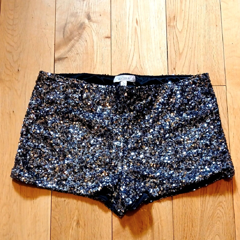 Stretchy Sequin Black Shorts